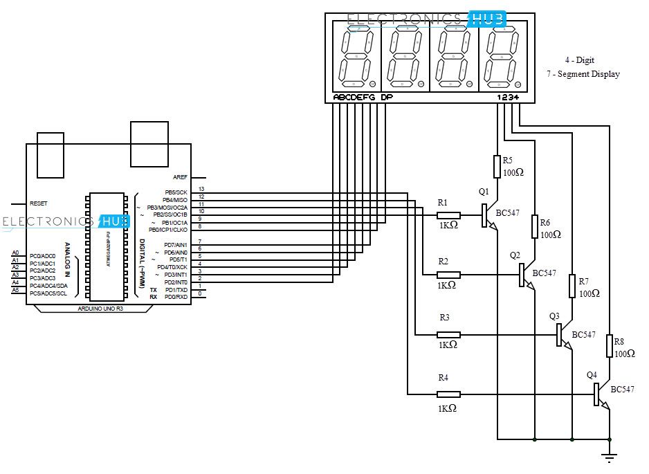 Семисегментный индикатор arduino схема - 90 фото