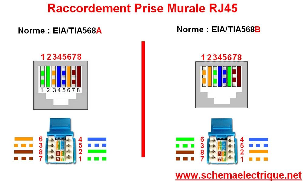 Схематичное изображение розетки rj45