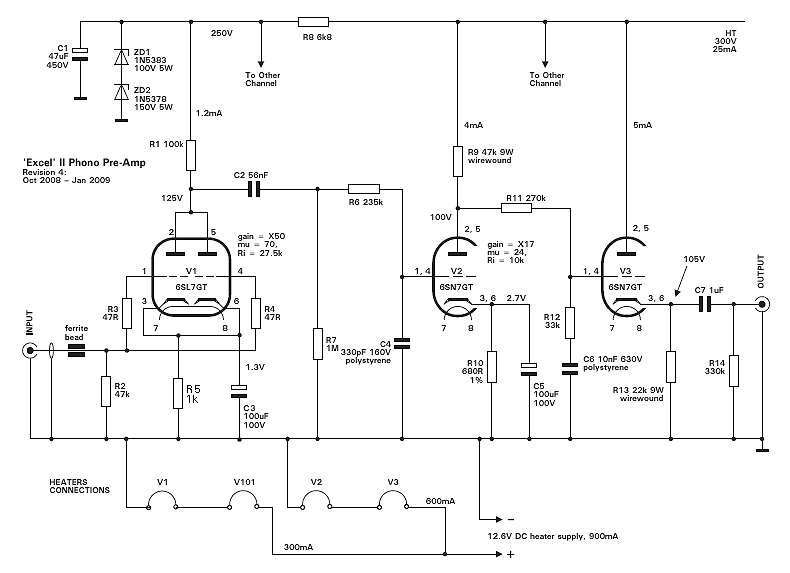 Схема лампового фонокорректора luxman