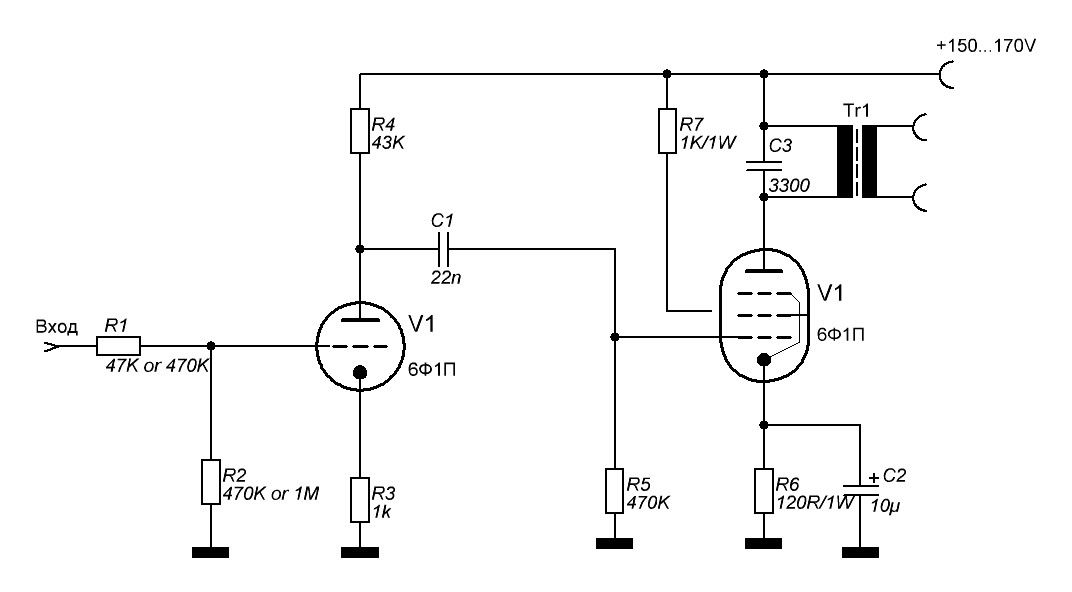 Схема усилителя на лампе 6ф5п - 85 фото
