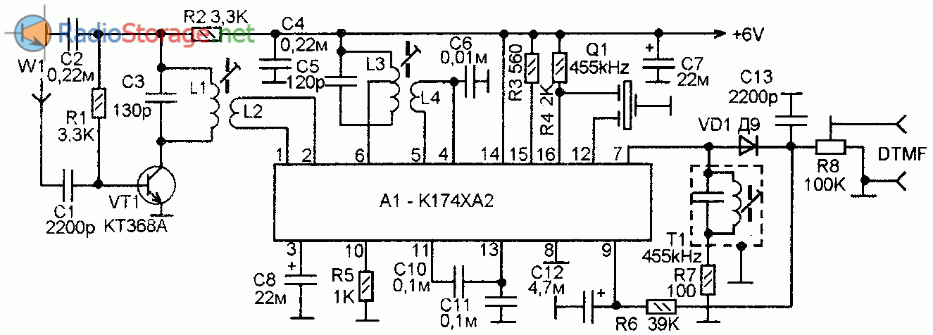 Приемник на 3 мгц схема на к174ха2