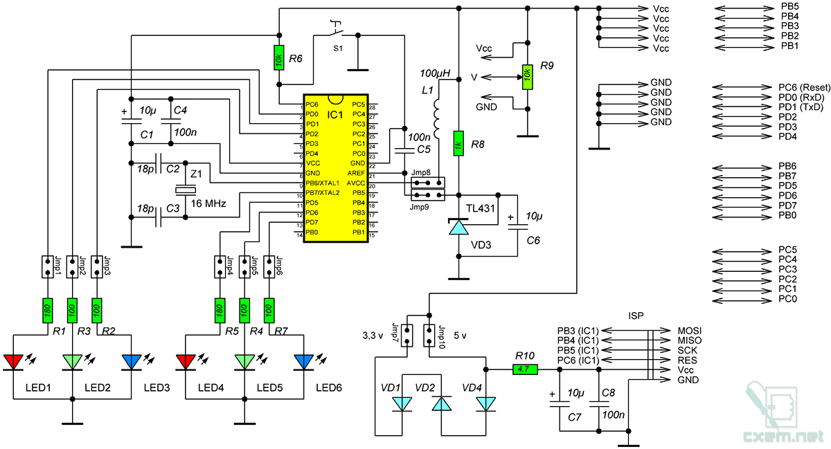 Схема на микроконтроллере atmega8