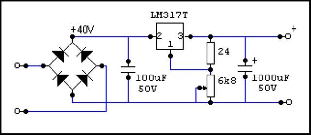 Схема бп на lm317 с регулировкой напряжения