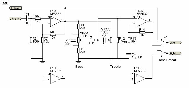 Трехполосный регулятор тембра на ne5532 схема