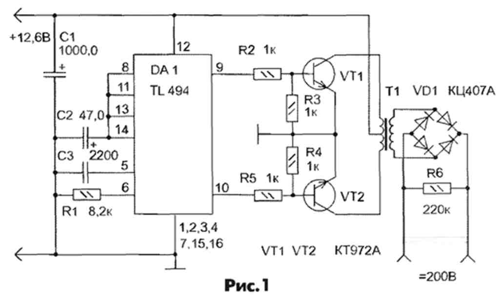 Схема преобразователя напряжения tl494 схема