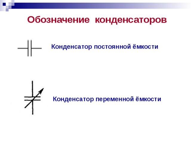 Как обозначается конденсатор на схеме