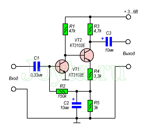 Транзисторный предусилитель схема