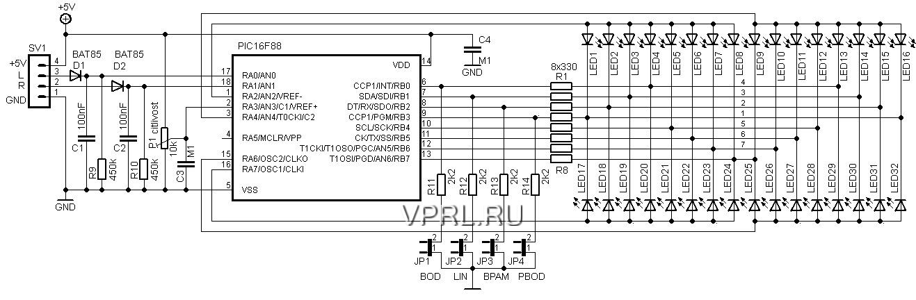 Индикатор на lm3915 схема