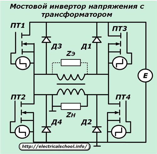 Мостовая схема инвертора схема