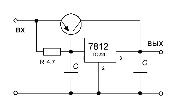 Типовая схема включения lm7805