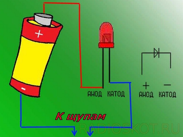 Схема батарейка и лампочка