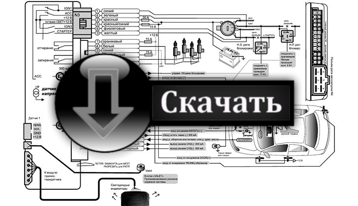 Электронная схема автосигнализации sheriff