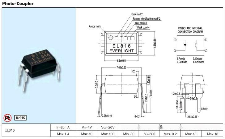 PC817X Series DIP 4pin General Purpose Photocoupler - Farnell