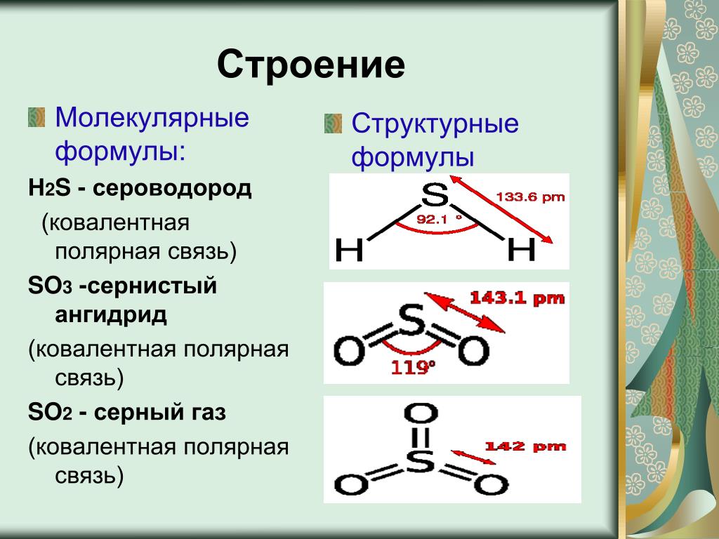 Схема образования h2s