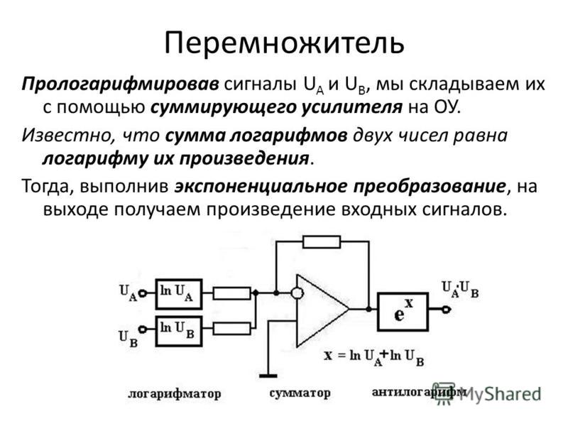 Схема умножителя на операционном усилителе