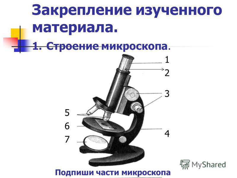 Микроскоп подписать части