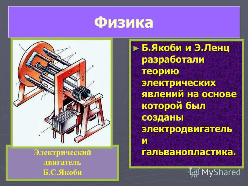 Электрический двигатель физика. Борис Семёнович Якоби электродвигатель. Электродвигатель Бори́са Семёновича Якоби. Первый электродвигатель б.с. Якоби 1834. Электрический двигатель (1834) Борис Семёнович Якоби.