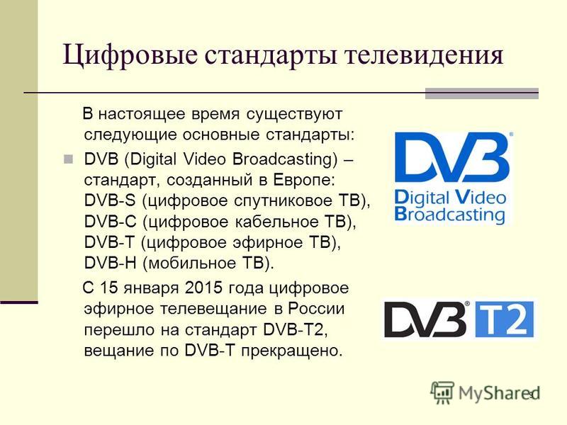 Виды цифрового телевидения. Стандарты телевидения. Стандарты телевизионного изображения. Цифровые стандарты.