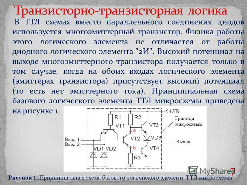 Схема базового логического элемента типа ттл для функции 2и не