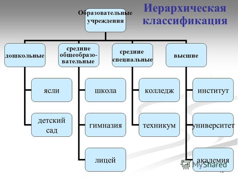 Основное общеобразовательное учреждение. Классификация учебных учреждений. Иерархическая классификация образовательных учреждений. Классификация учебное учебные заведения. Классификация учебных учреждений классификация учебных учреждений.