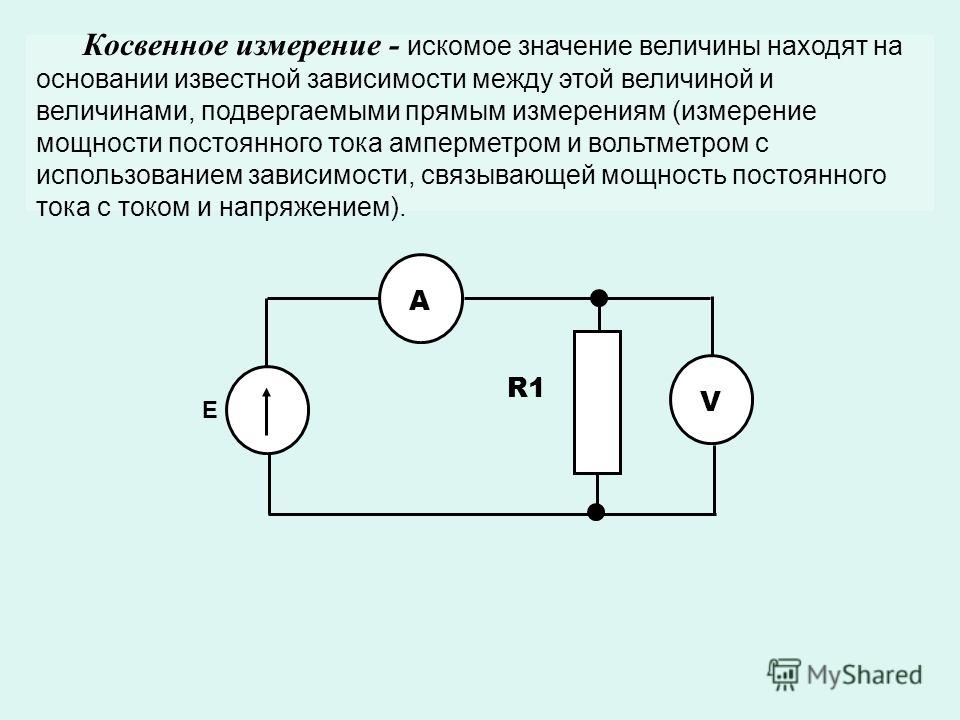 Измерение параметров тока. Схема измерения сопротивления постоянного тока методом амперметра. Схема косвенного измерения мощности. Косвенный метод измерения тока. Измерение тока постоянного напряжения схема.