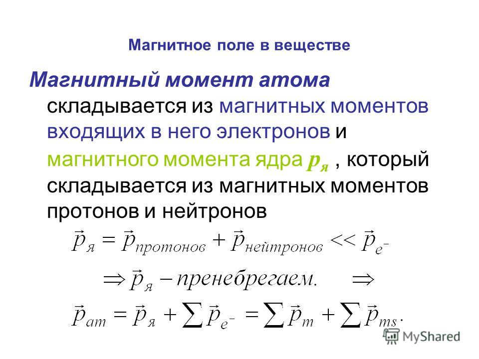 Энергия магнитного момента в магнитном поле