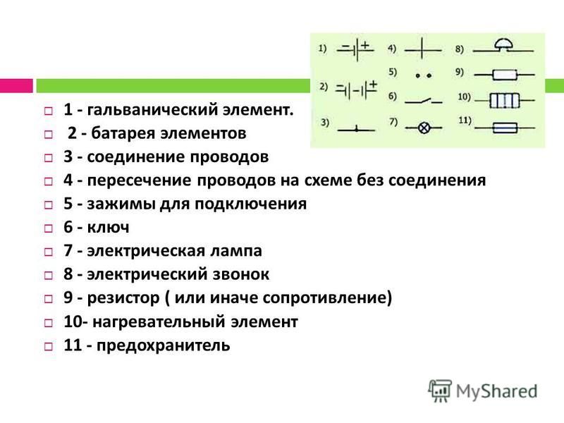 Как обозначается гальванический элемент на схеме