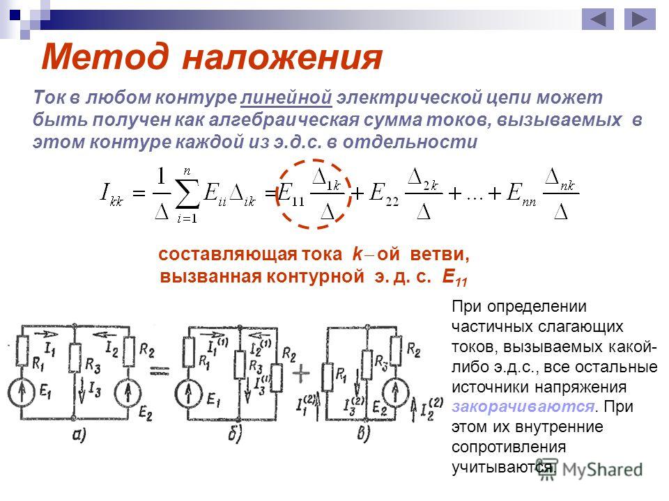 Метод расчета токов. Метод наложения токов формула. Расчёт линейных электрических цепей методом наложения. Метод наложения с источником тока. Алгоритм расчета электрической цепи методом наложения.