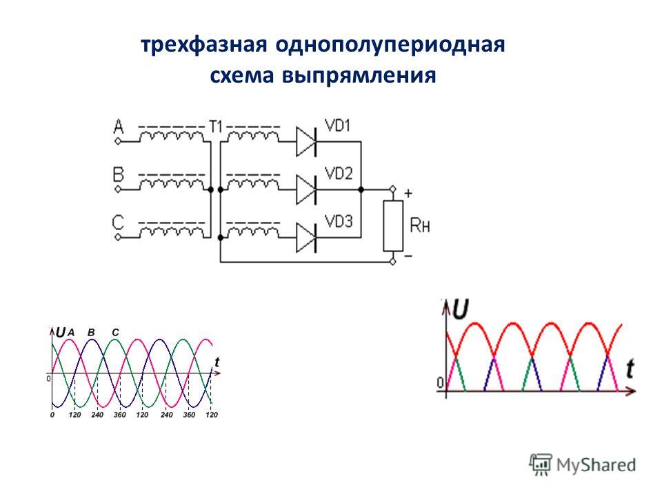 Трехфазный выпрямитель. Трехфазный однополупериодный выпрямитель схема. Трехфазная однополупериодная схема выпрямления. Трехфазная одно периодная схема. Однополупериодная схема выпрямления трехфазного тока.