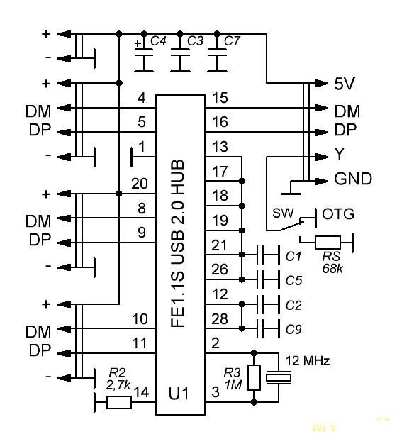 Usb хаб схема принципиальная
