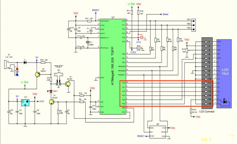 Расширенная схема транзистор тестера с atmega644