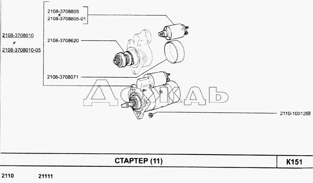 Схема стартера ваз 2112