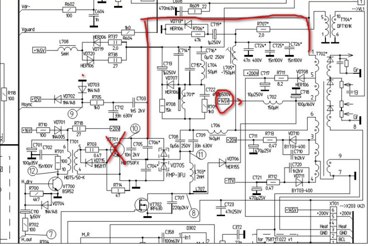 Схема телевизора рубин блока питания 37м10