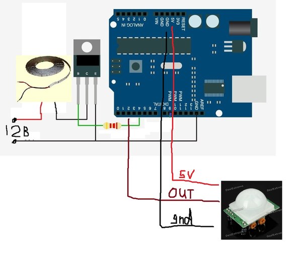 Схема датчик движения ардуино