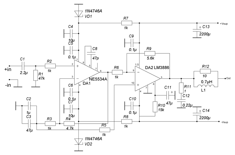 Ne5534 усилитель схема