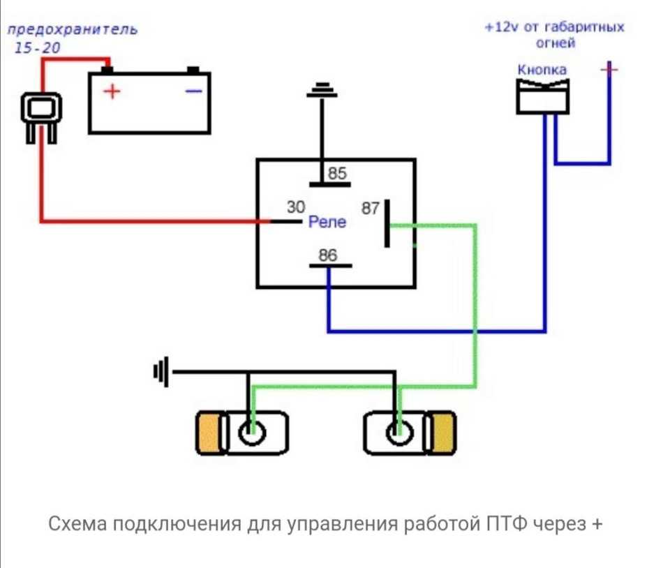 Схема подключения светодиодной балки через реле и кнопку