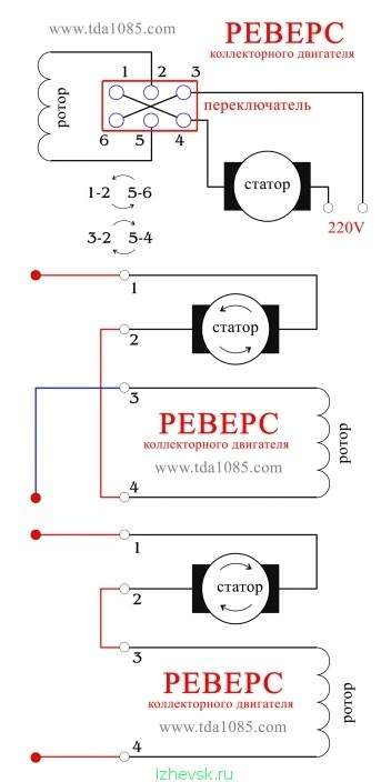 Схема подключения коллекторного двигателя от стиральной машины