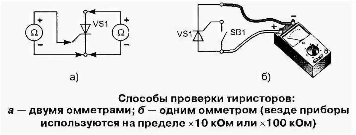 Как проверить тиристор не выпаивая из схемы мультиметром