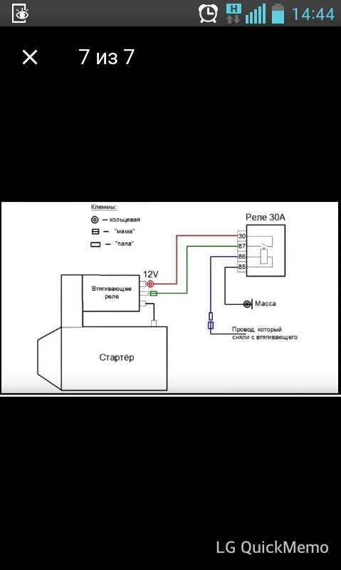 Схема подключения реле стартера на ваз 2115
