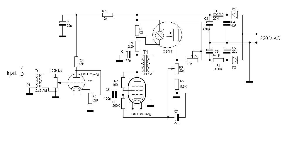 6ф4п усилитель однотактный схема