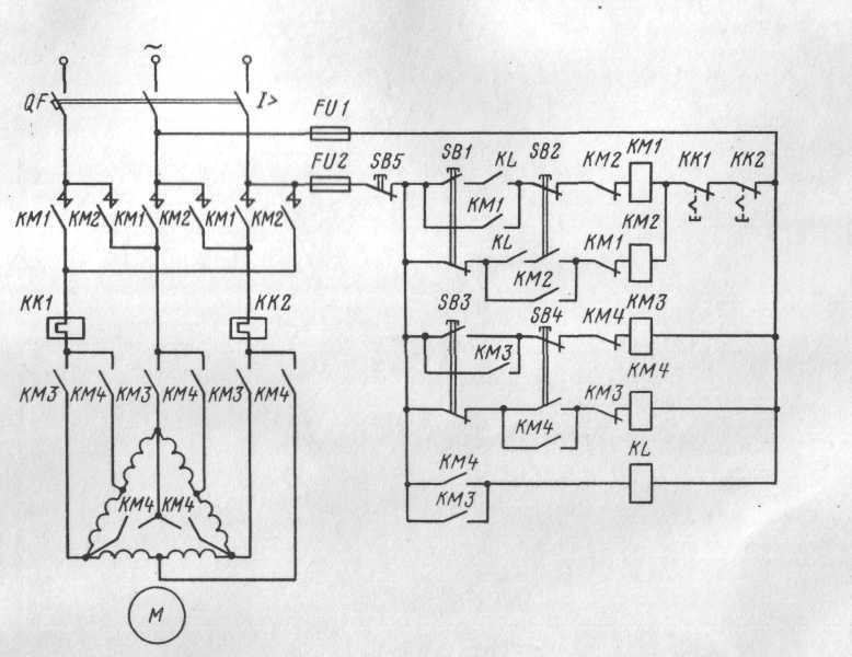 Схема электрическая принципиальная пуск двигателя звезда треугольник