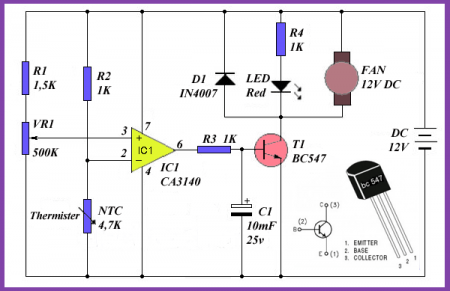 Регулировка оборотов кулера от температуры схема