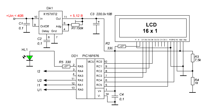 Схема вольтметр на pic16f676