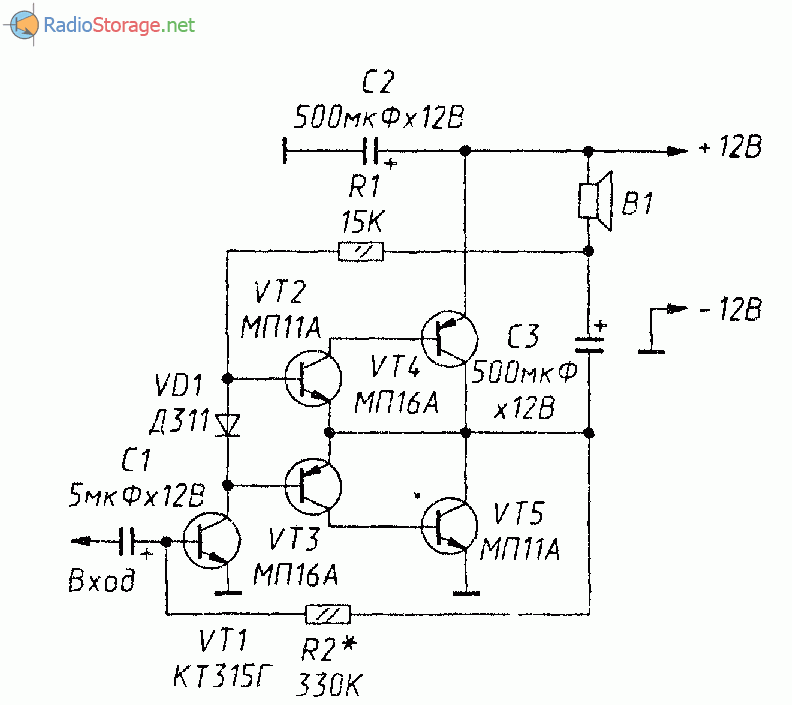 Схема мегафона на транзисторах
