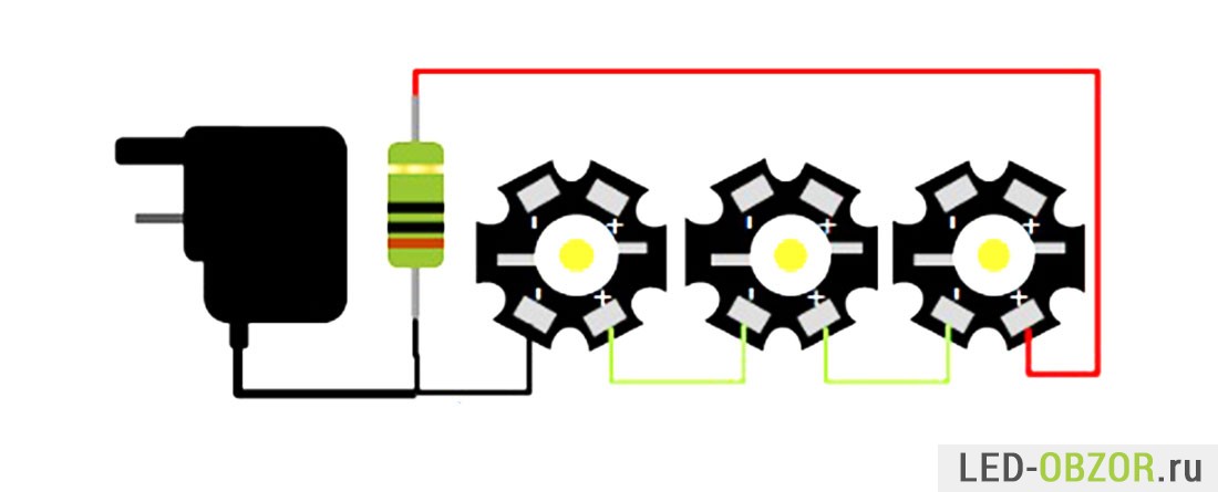 12 светодиодов на 12 вольт схема