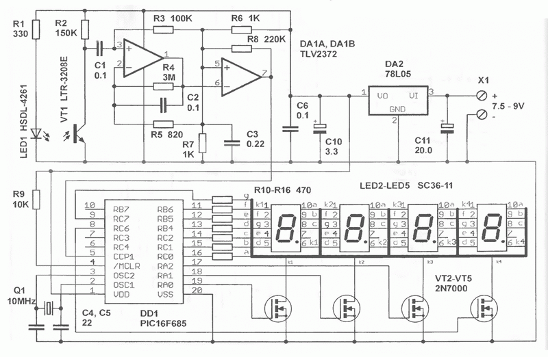 Тахометр на микроконтроллере своими руками схема