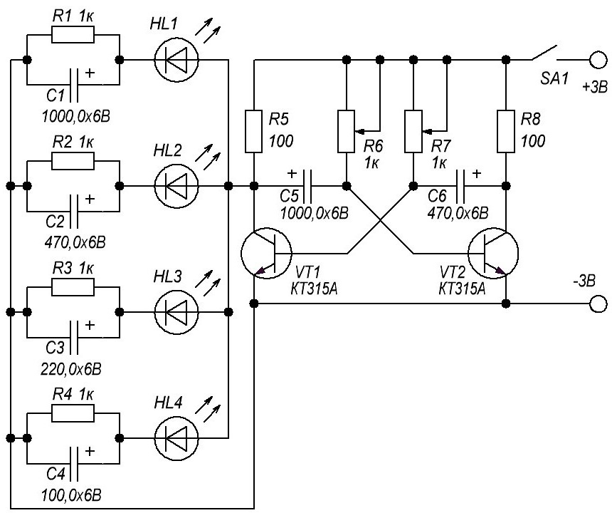 Схема стоп сигнала на светодиодах схема