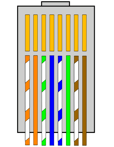 Схема подключения интернет кабеля по цветам 8 жил к разъему