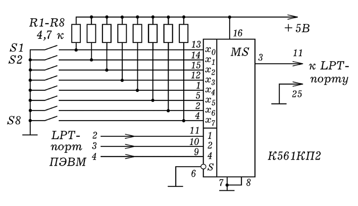 Схема включения к561кп2