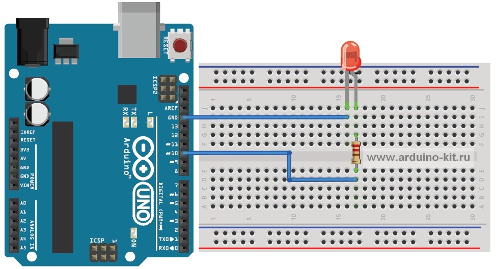 Arduino проект 1:  Мигаем светодиодом